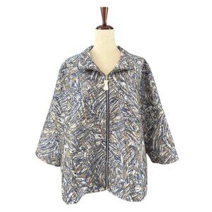 DRAPER'S & DAMON'S Jacquard Jacket Tapestry Gold Blue White Abstract Plus 2X NWO